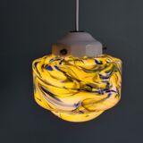 Multicolored veined opaline pendant lamp, 60s
