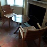 Two vintage braided straw armchairs