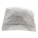 Drap ancien en coton blanc monogrammé  WS  2 X 2.60 m