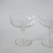set of 4 very large champagne glasses in engraved crystal 1950 12 x 11 cm