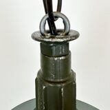 Industrial Petrol Enamel Military Pendant Lamp with Cast Aluminium Top, 1960s
