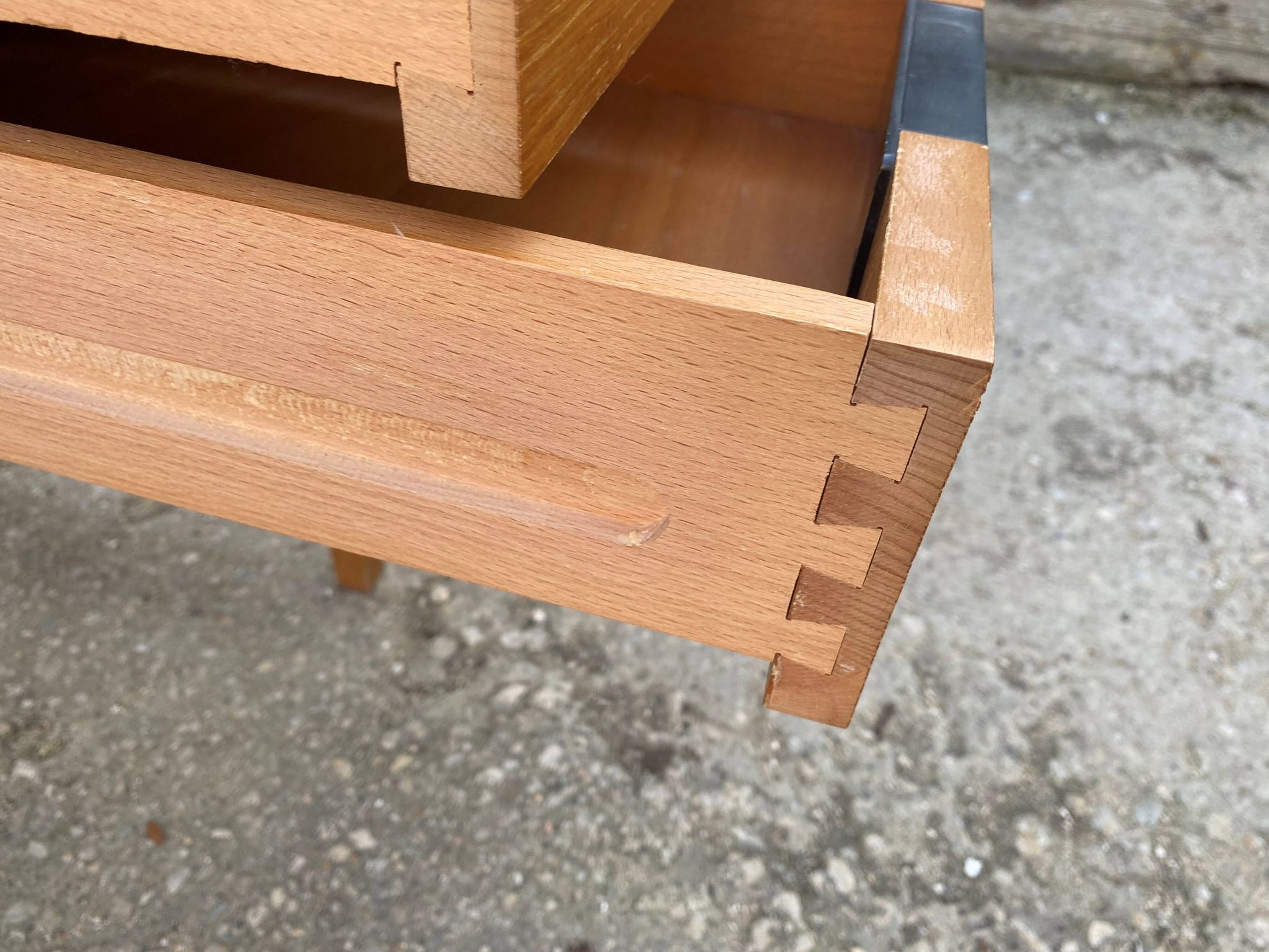 Scandinavian desk in light teak wood with 3 + 1 drawers, vintage from the 60s