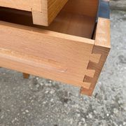 Scandinavian desk in light teak wood with 3 + 1 drawers, vintage from the 60s