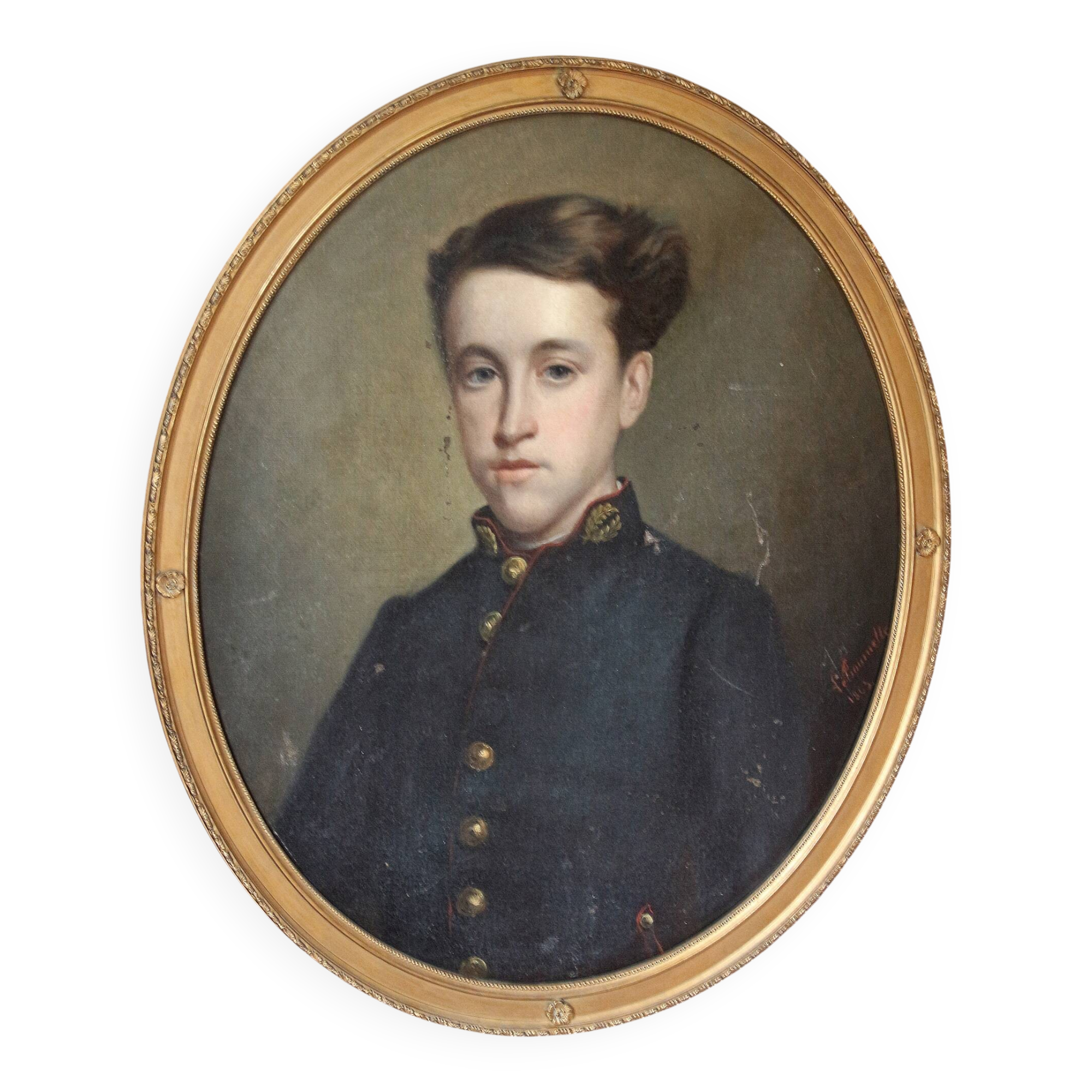 Painting: LETOURNELLE (19th century). Portrait of a schoolgirl. 1862.