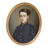 Painting: LETOURNELLE (19th century). Portrait of a schoolgirl. 1862.