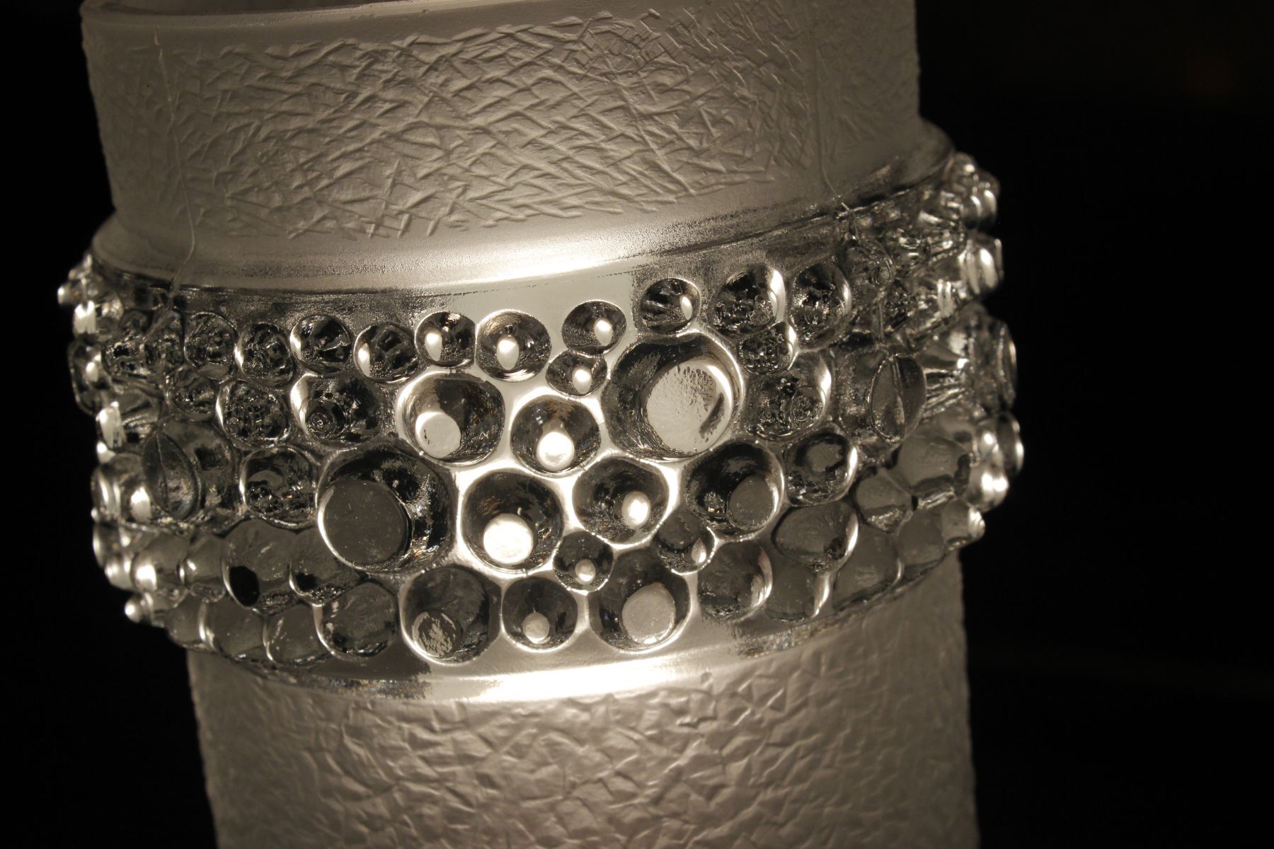 Space age chandelier with 6 lights in chrome and moulded glass by Hillebrand Lighting, 1960s.
