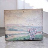 Double-sided painting on cardboard