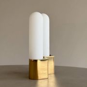 Opaque glass and brass wall light by Limburg, Germany, 1970.
