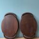 Set of two vintage carved oak service trays