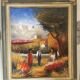 Old Oil Painting Canvas Landscape Peasant Work Provence