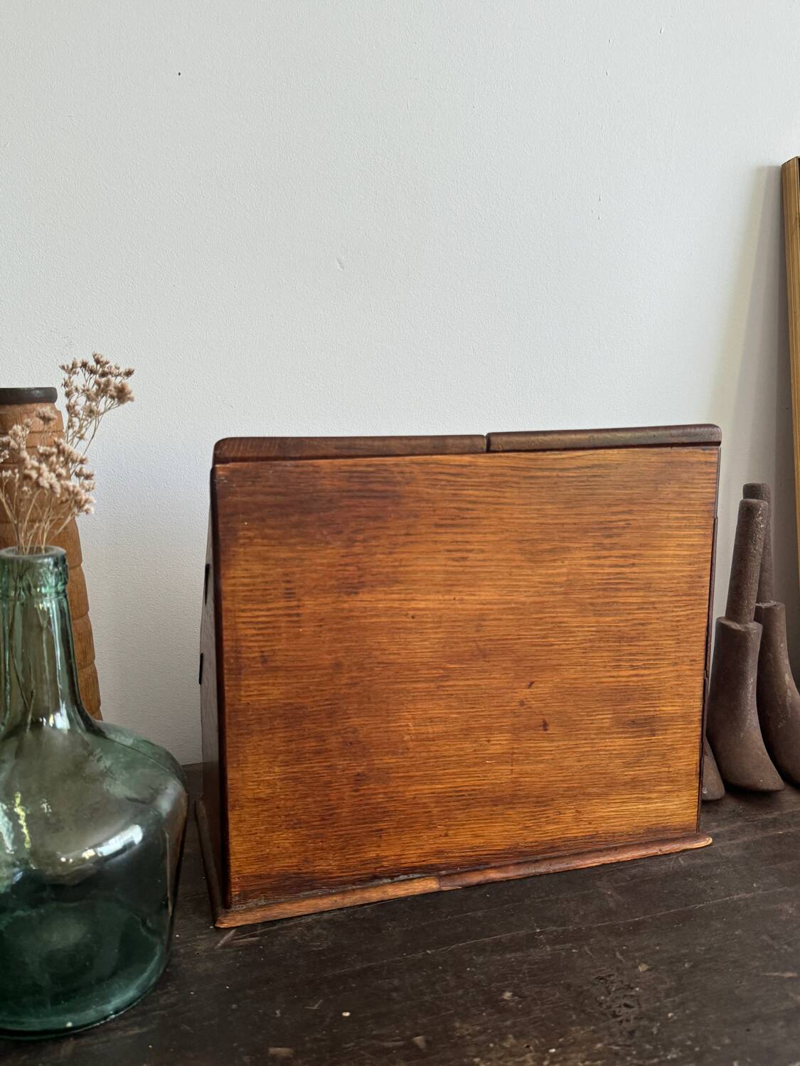 Small wooden mail storage unit