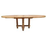 Large vintage Victorine table in light oak, Guillerme et Chambron