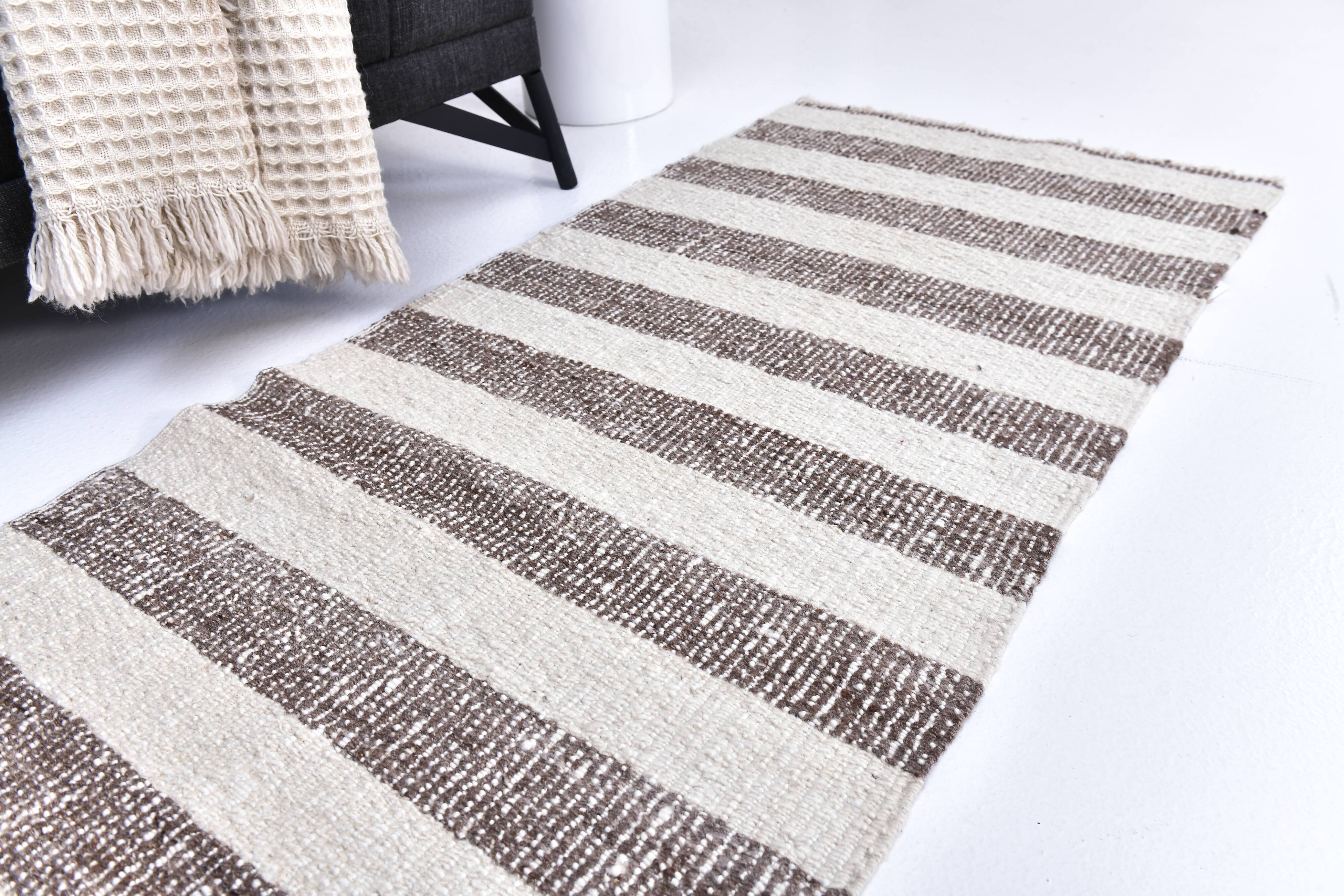 runner kilim carpet, runner wool kilim rug 207x72 cm natural wool rug