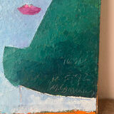 Portrait of a woman, modern abstract, oil on canvas signed 1992.