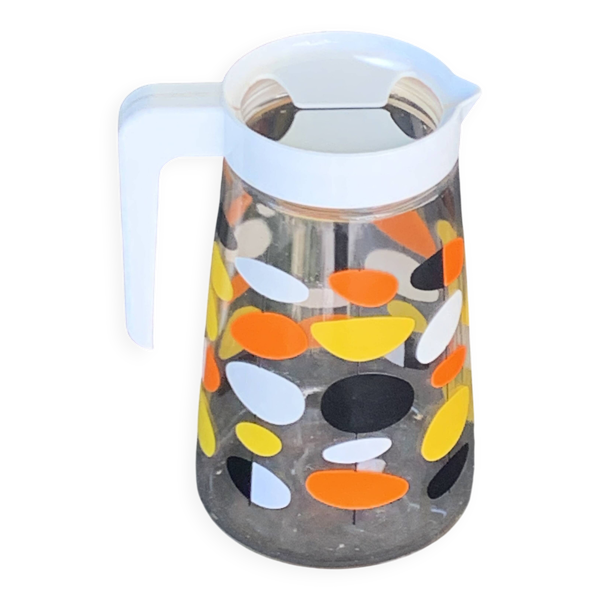 Carafe a motifs pop multicolores vintage 1970