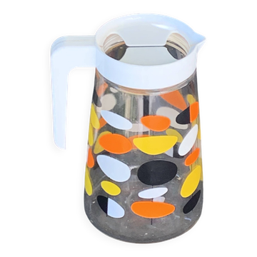 Vintage 1970s multi-colored pop pattern carafe