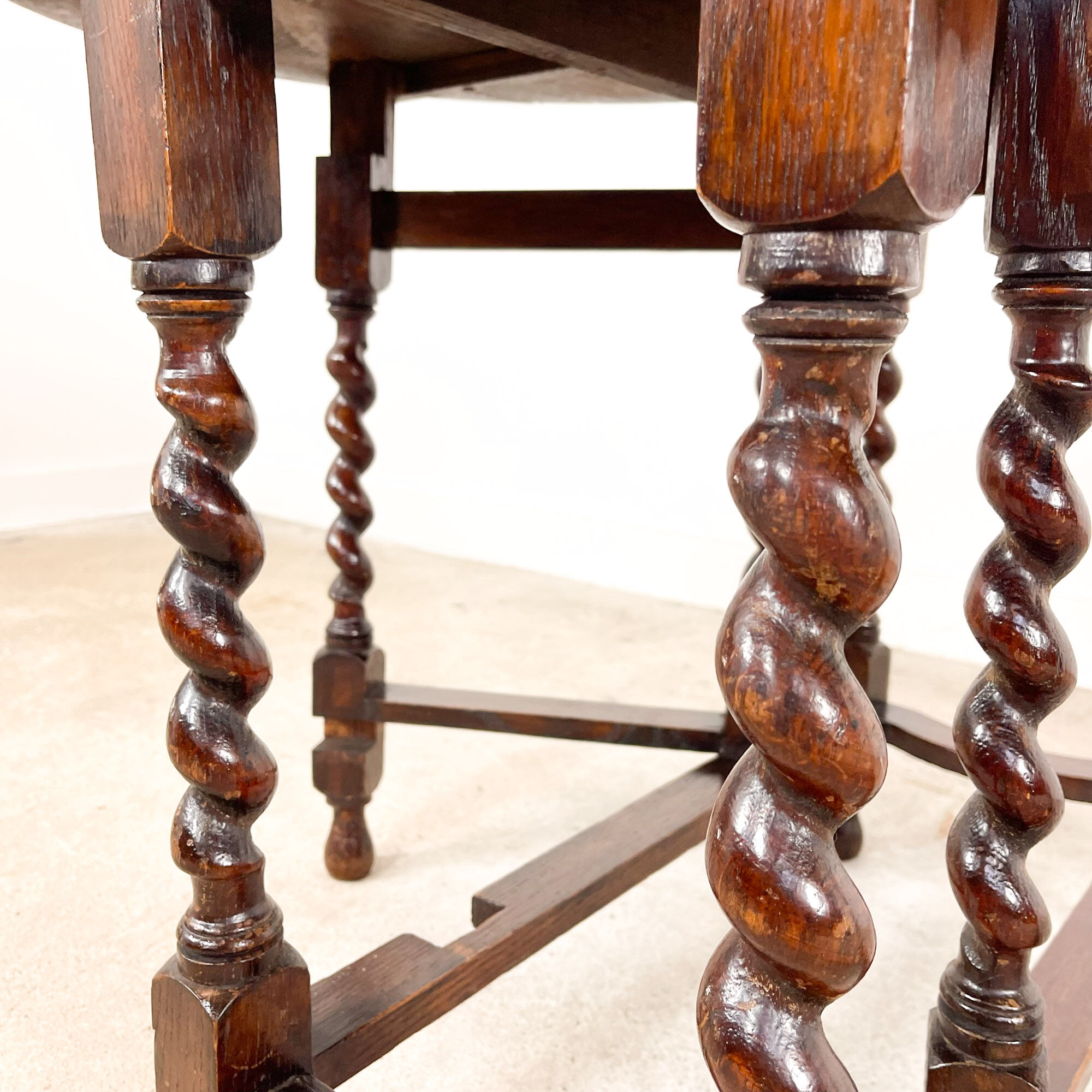 Antique Gateleg drop leaf table with barley twist legs
