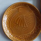 Gien earthenware fish set, 6 plates and a serving dish