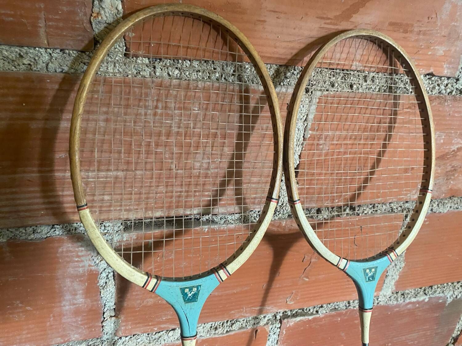 Pair of Vintage Badminton Rackets Wood + Metal from the 1950s #D579