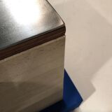 Cube en travertin et aluminium brossé 1980