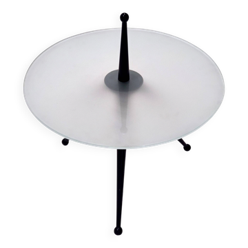 Tripod Beech and Glass Side Table in the Style of Cesare Lacca, Italy, 1980