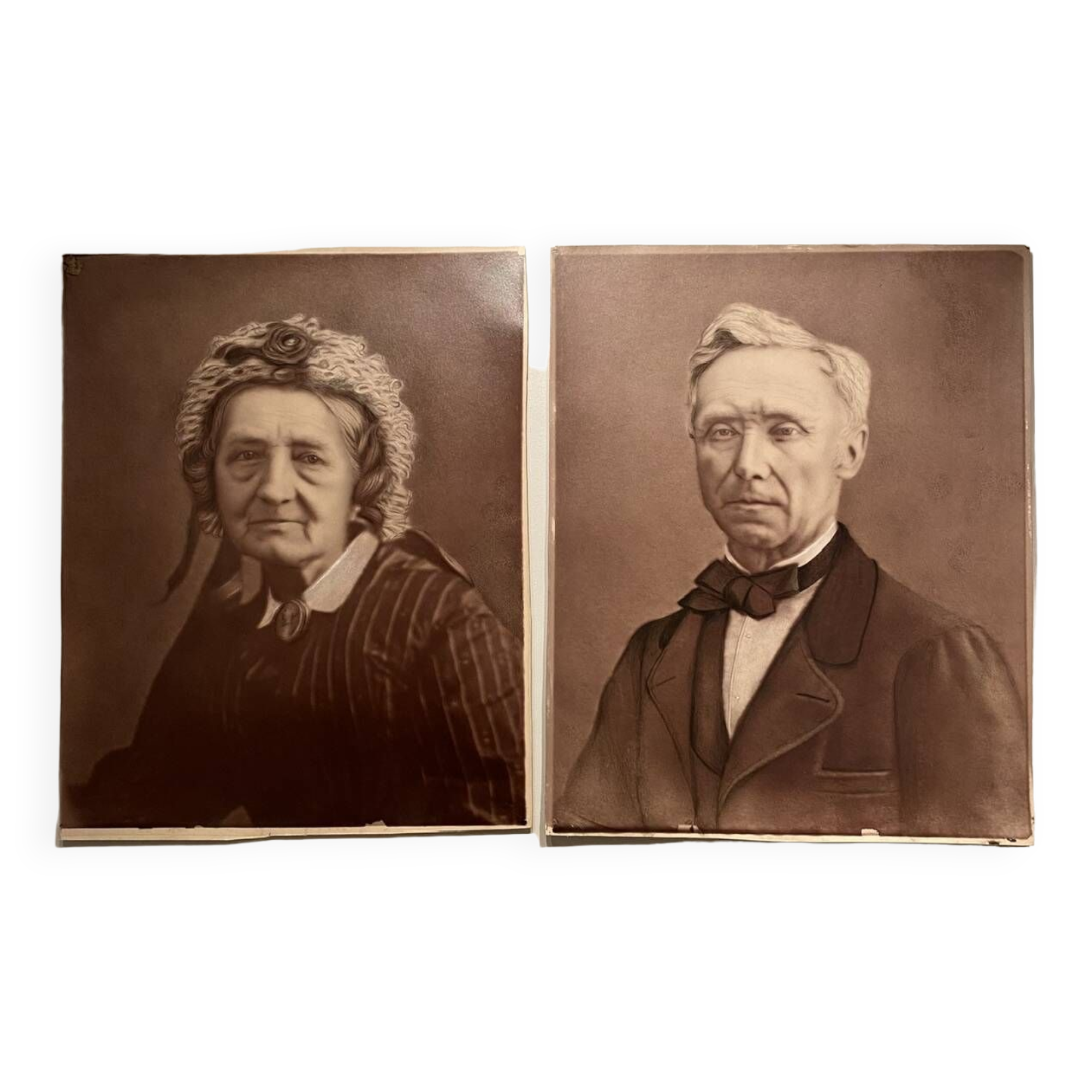 Old silver photos, couple, Napoleon III period