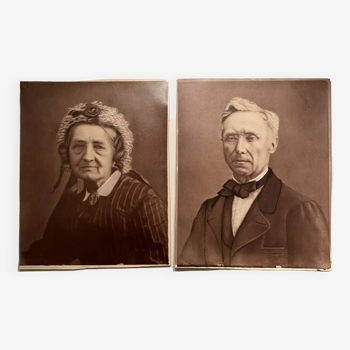 Old silver photos, couple, Napoleon III period