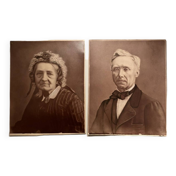 Old silver photos, couple, Napoleon III period