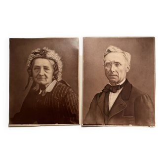 Old silver photos, couple, Napoleon III period