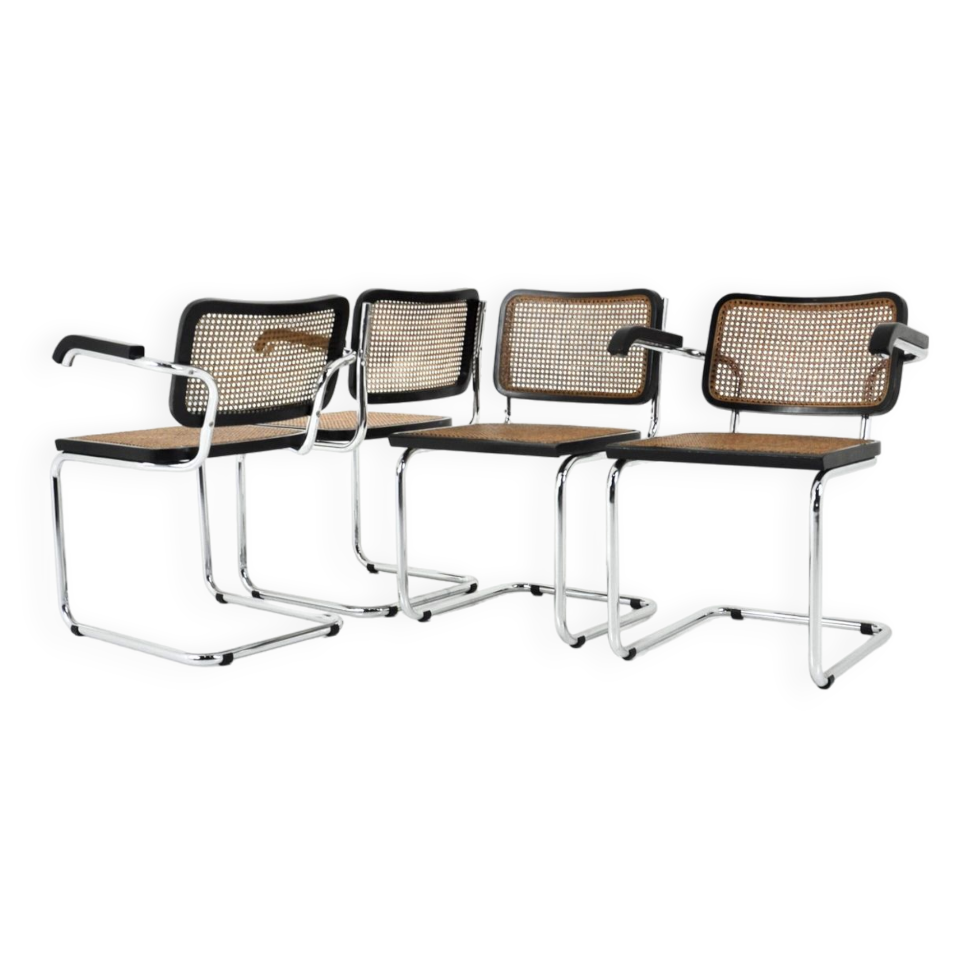 Set of 4 B32 style dining room chairs by Marcel Breuer