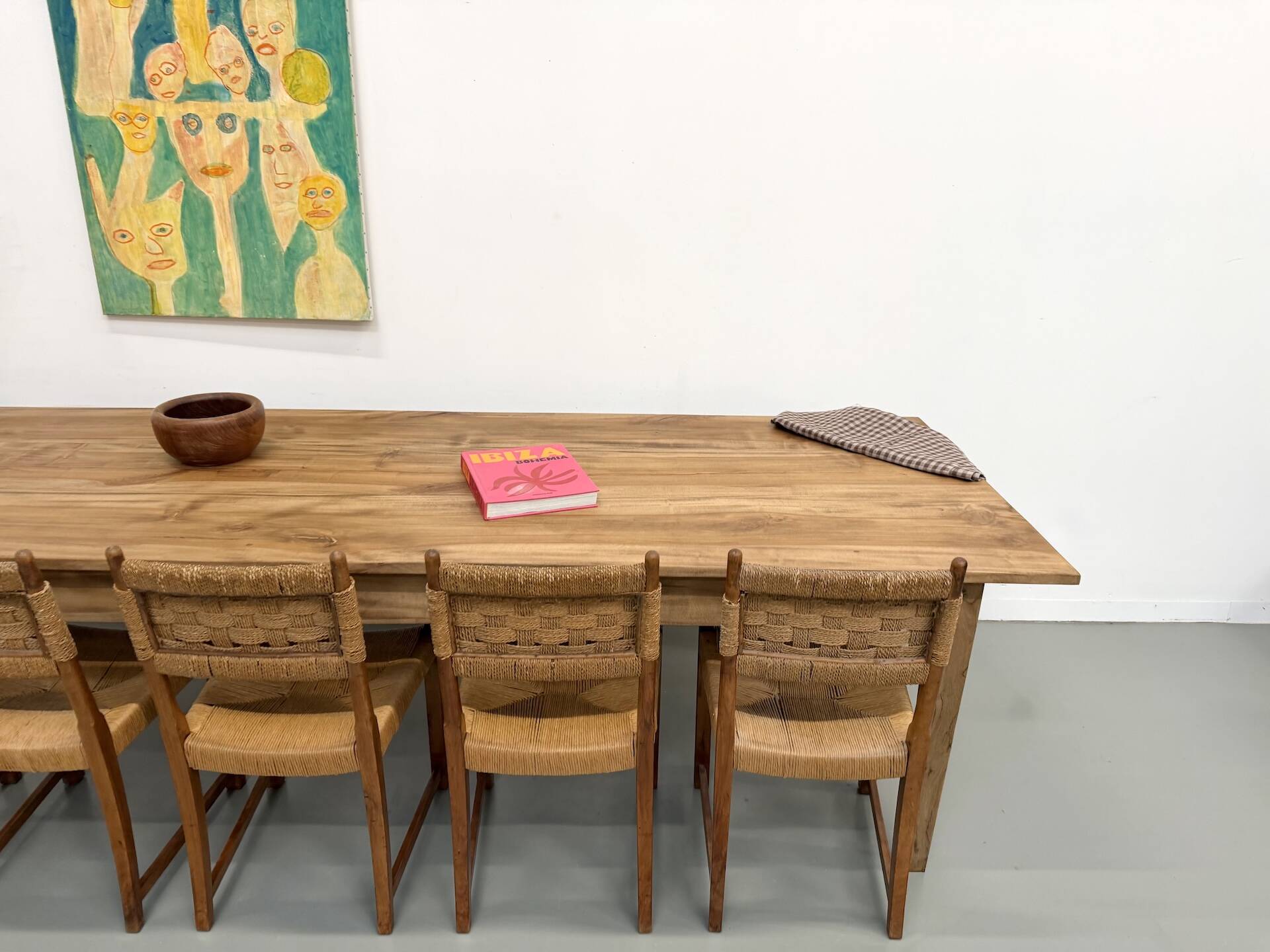 XXL solid walnut table with tapered legs