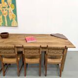 XXL solid walnut table with tapered legs