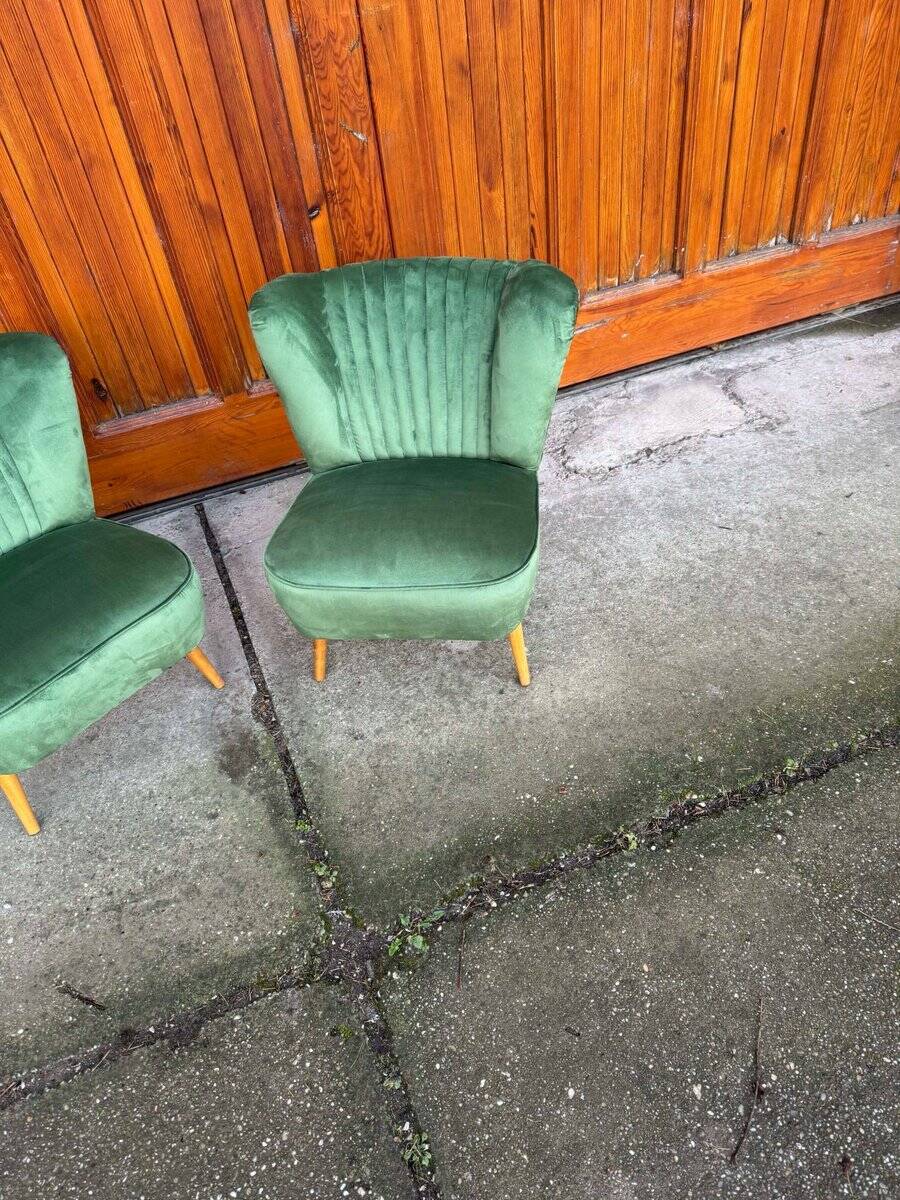 Hungarian green club chairs, 1950s, set of 2