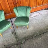 Hungarian green club chairs, 1950s, set of 2
