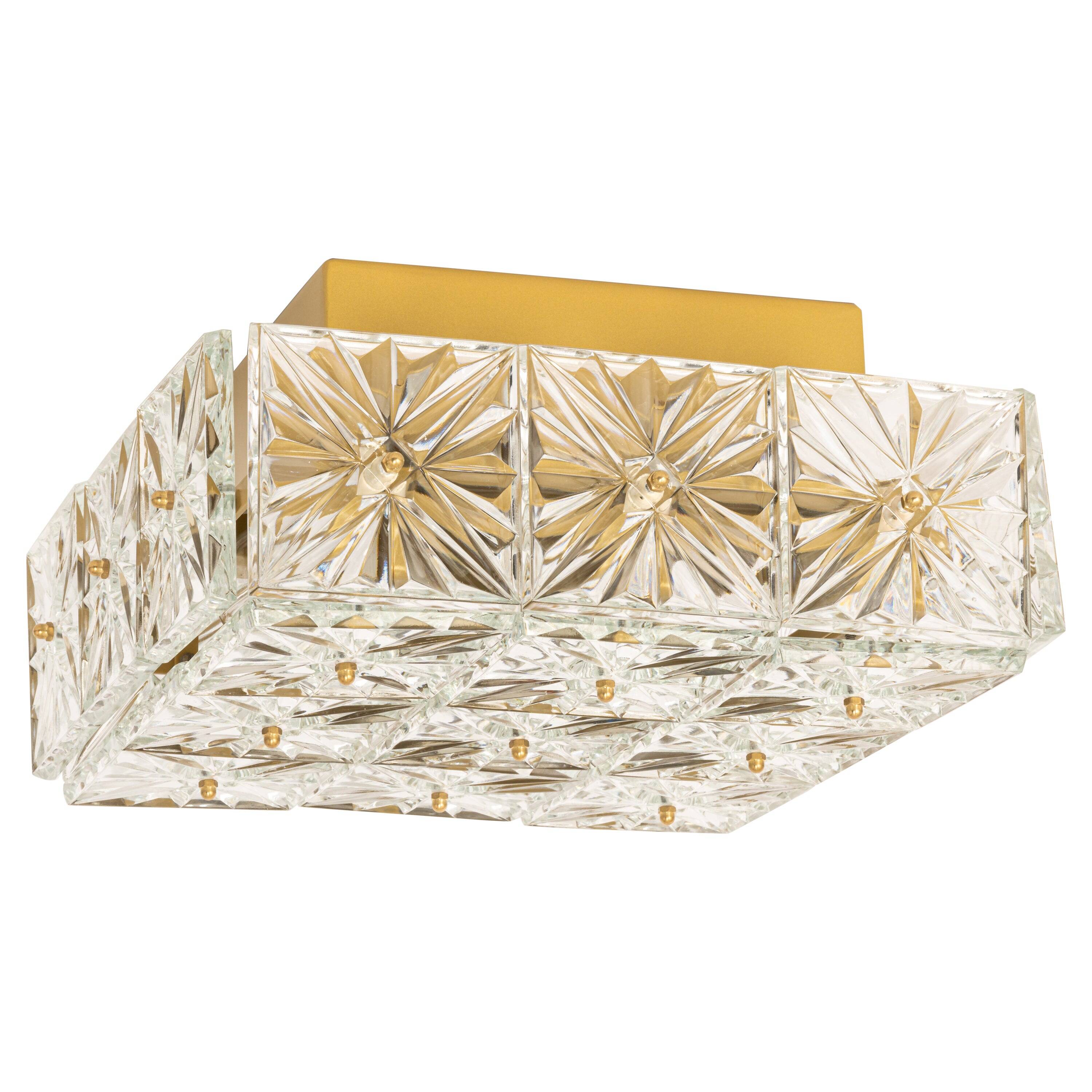 Large ceiling light in faceted crystal by Kinkeldey, Germany.