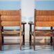 Armchair in oak and rush, brutalist style, designed by Charles Dudouyt, 1940s