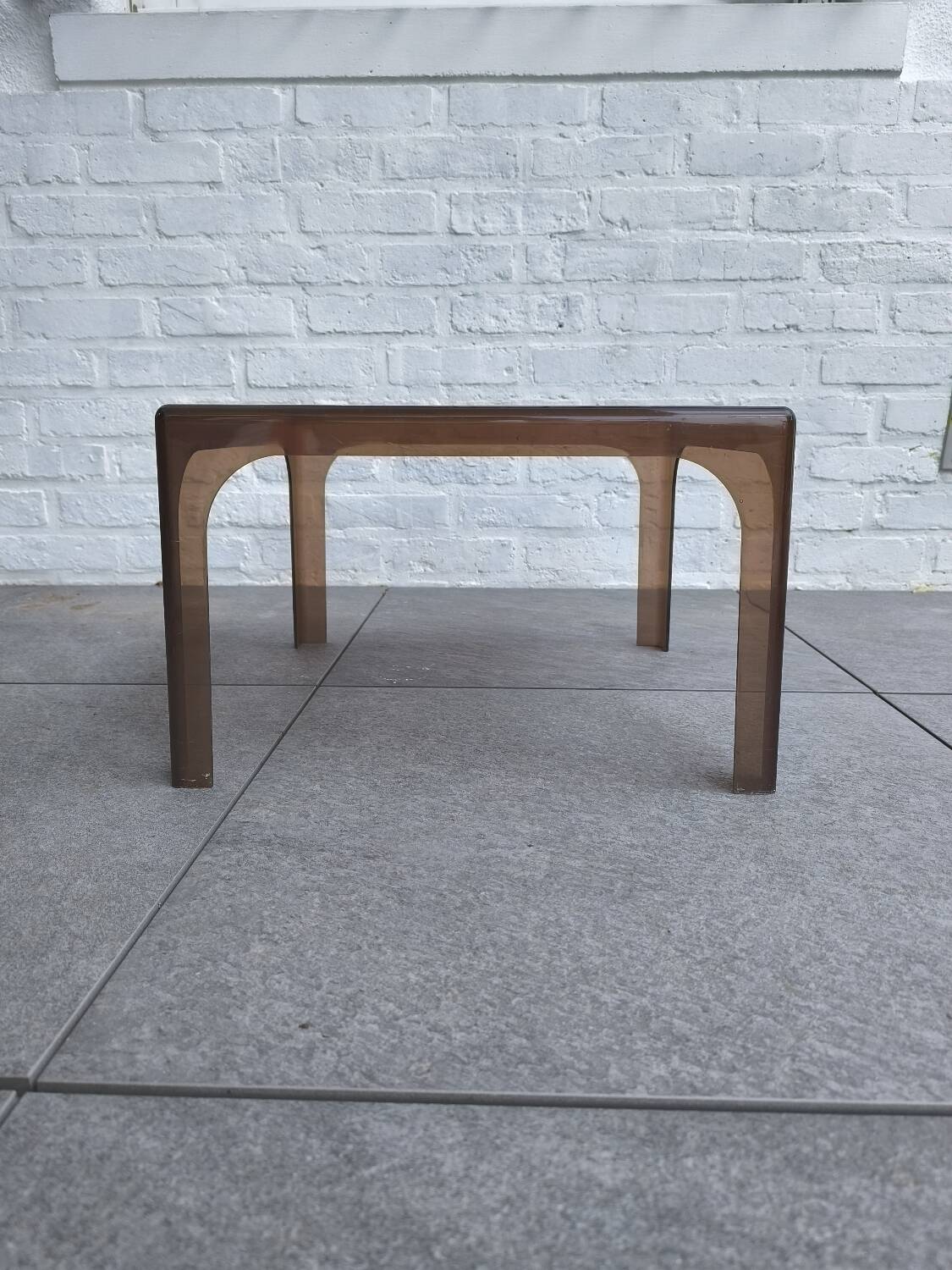 Smoked plexiglass side table