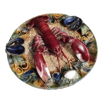 Portuguese Palissy plate depicting a lobster, 19th century
