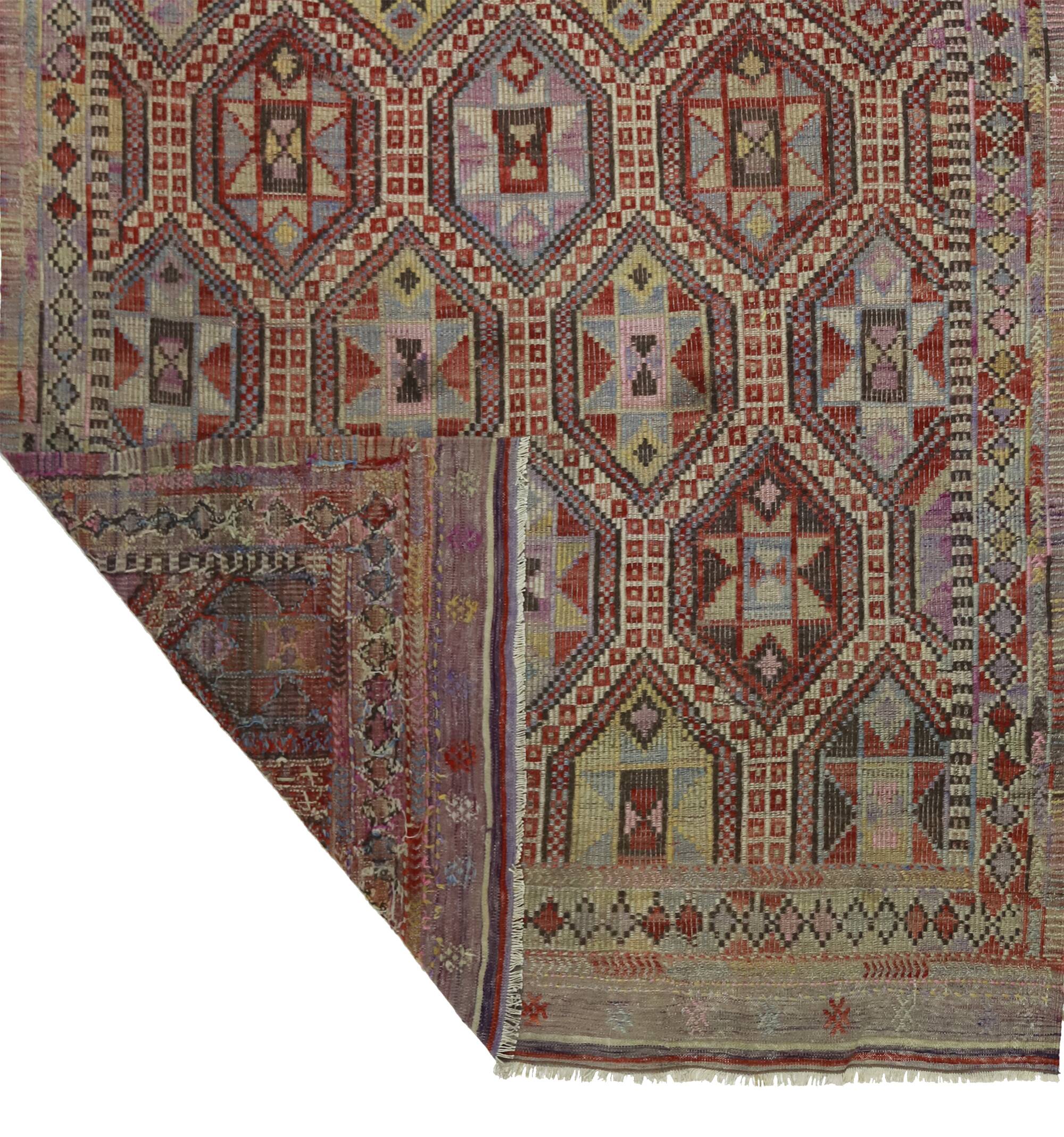 Tapis Kilim Turc Vintage Élégant 166x288 cm Laine Fait Main