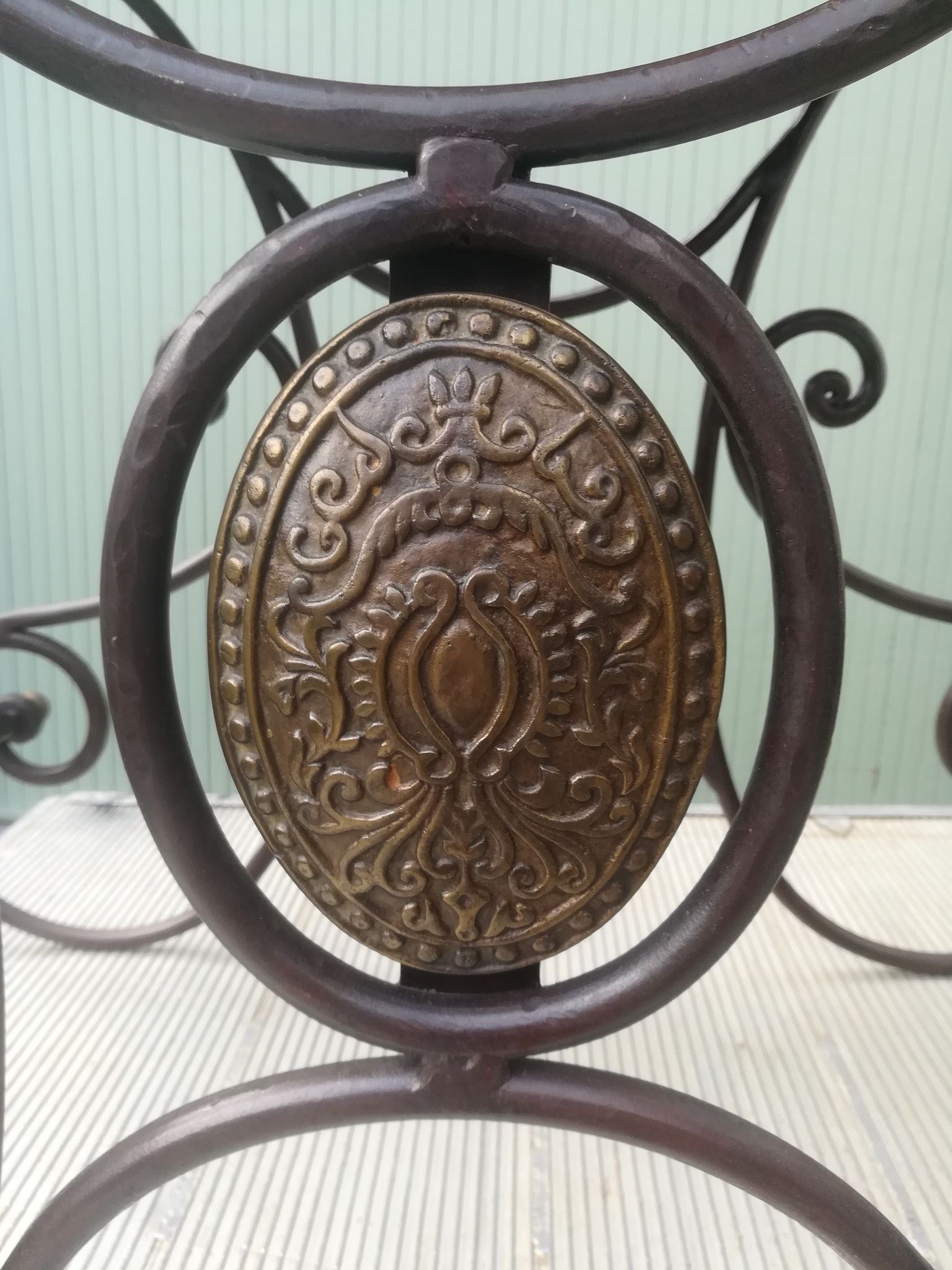 Wrought iron and bronze butcher's table