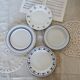 4 vintage porcelain and earthenware dessert plates, mismatched, blue and white, Isabella set