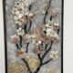 Swedish Stone work on Panel “Äppelblom” By Olga Aue‑Birkfeldt, Framed 52×32cm