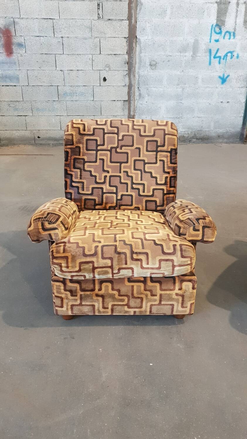Paire de fauteuils en velours, 1970
