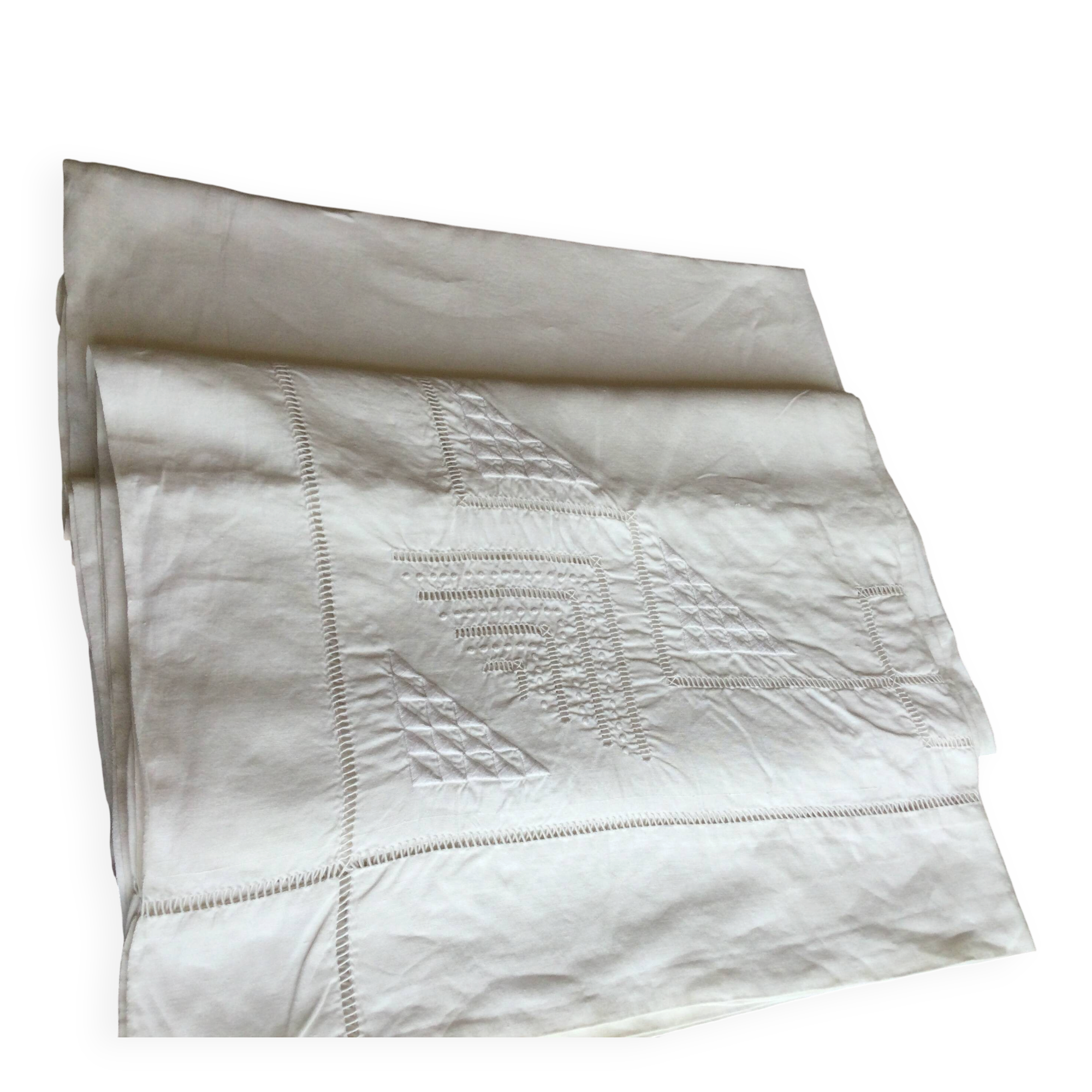 drap ancien en lin écru