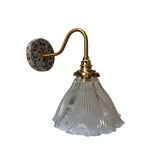 Holophane glass wall light with terrazzo base