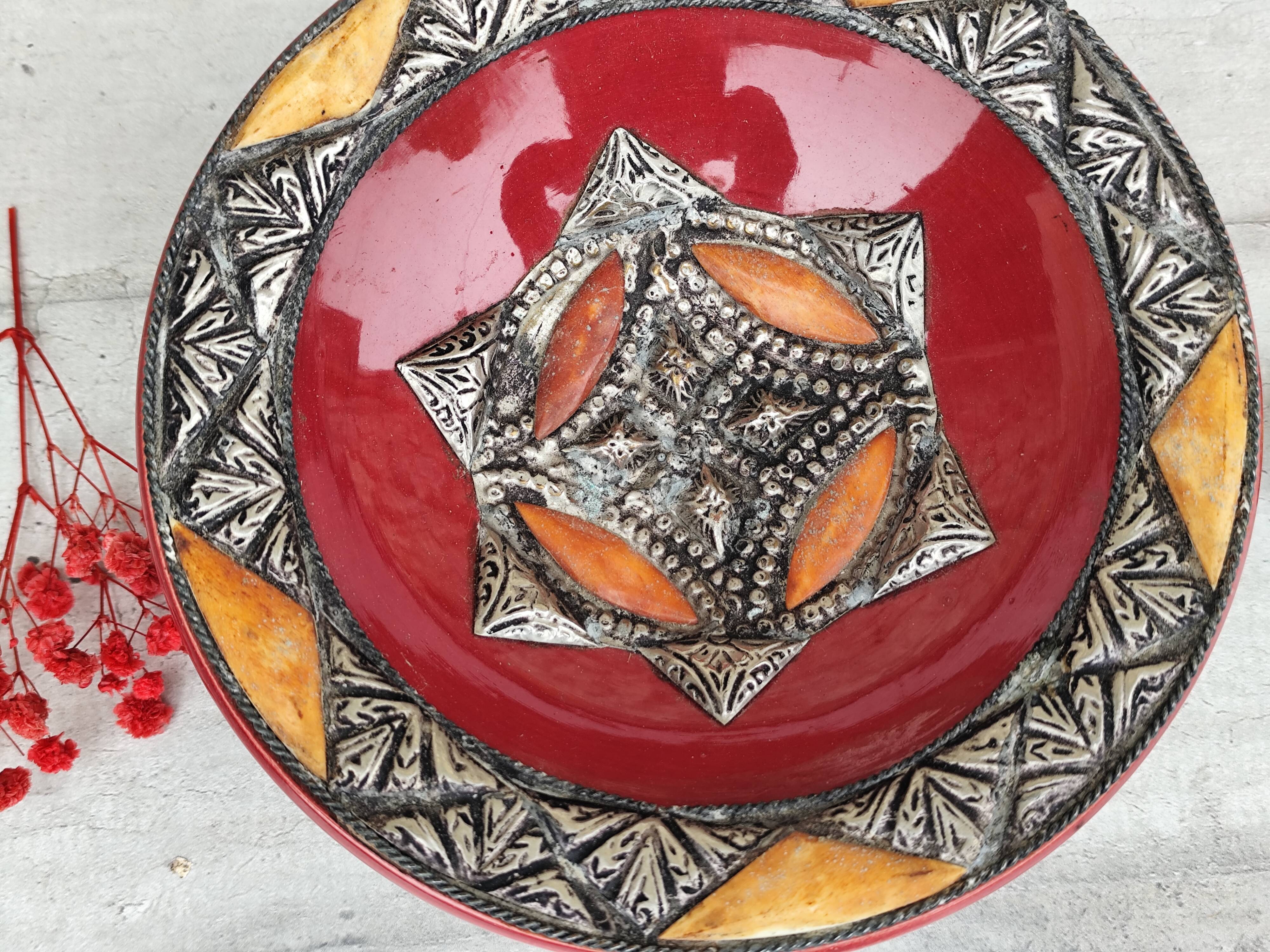 Vintage Moroccan ceramic and stone dish