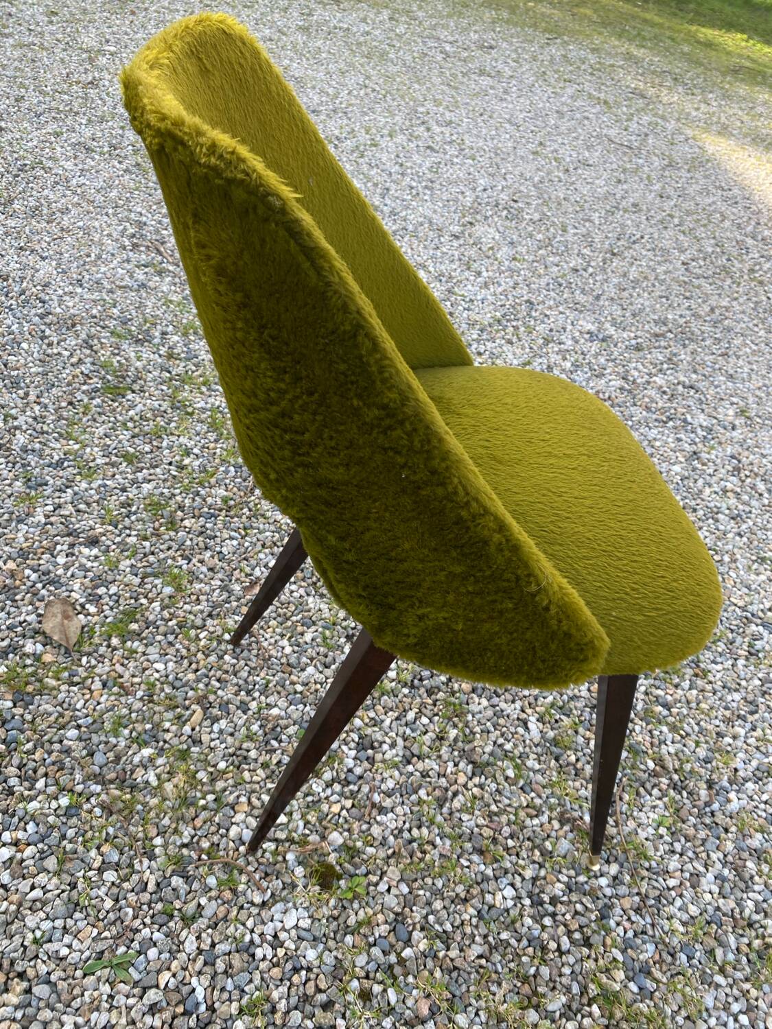 Green faux fur chair