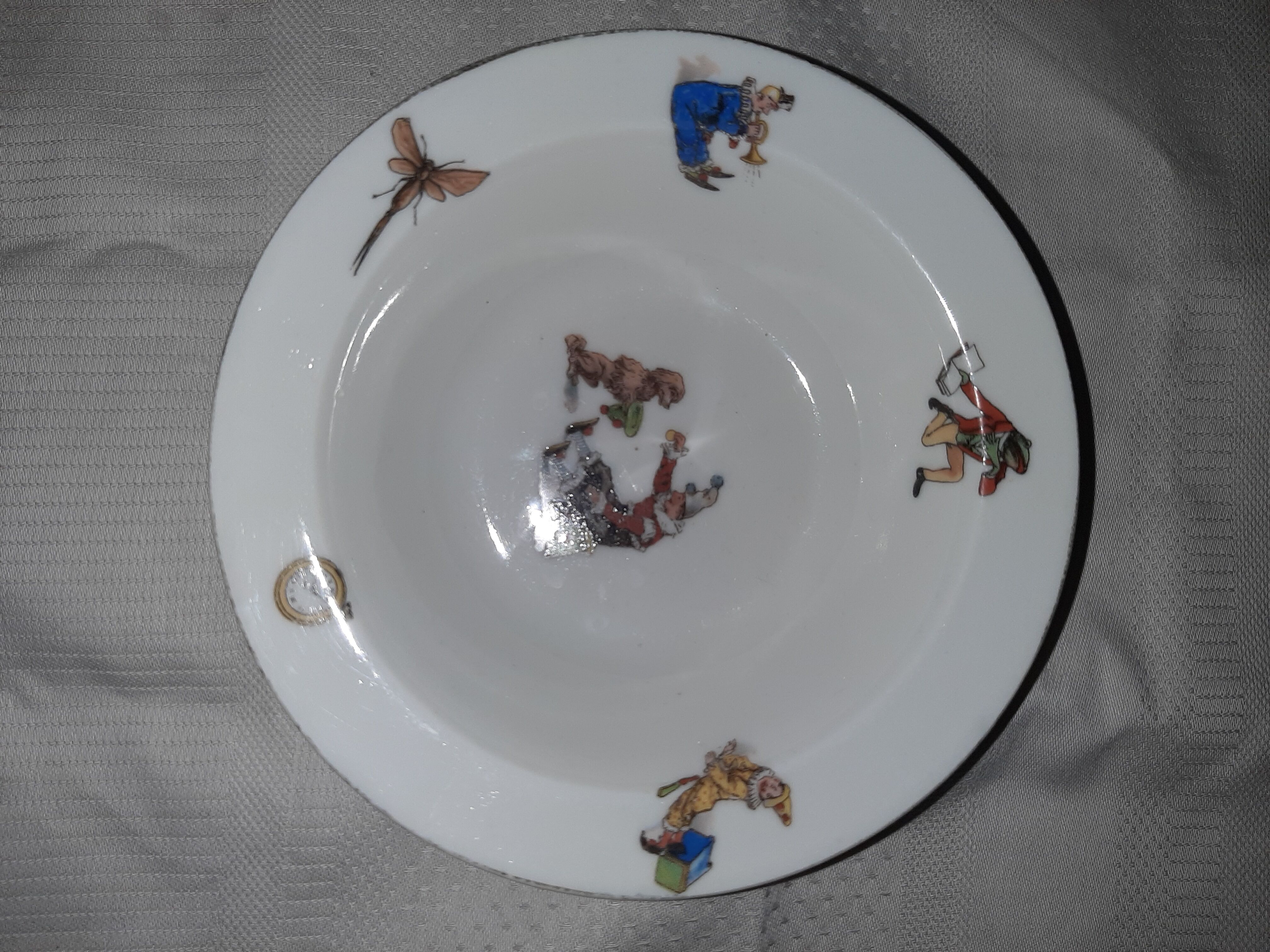 2 bowls of porridge child porcelain of Limoges art deco period