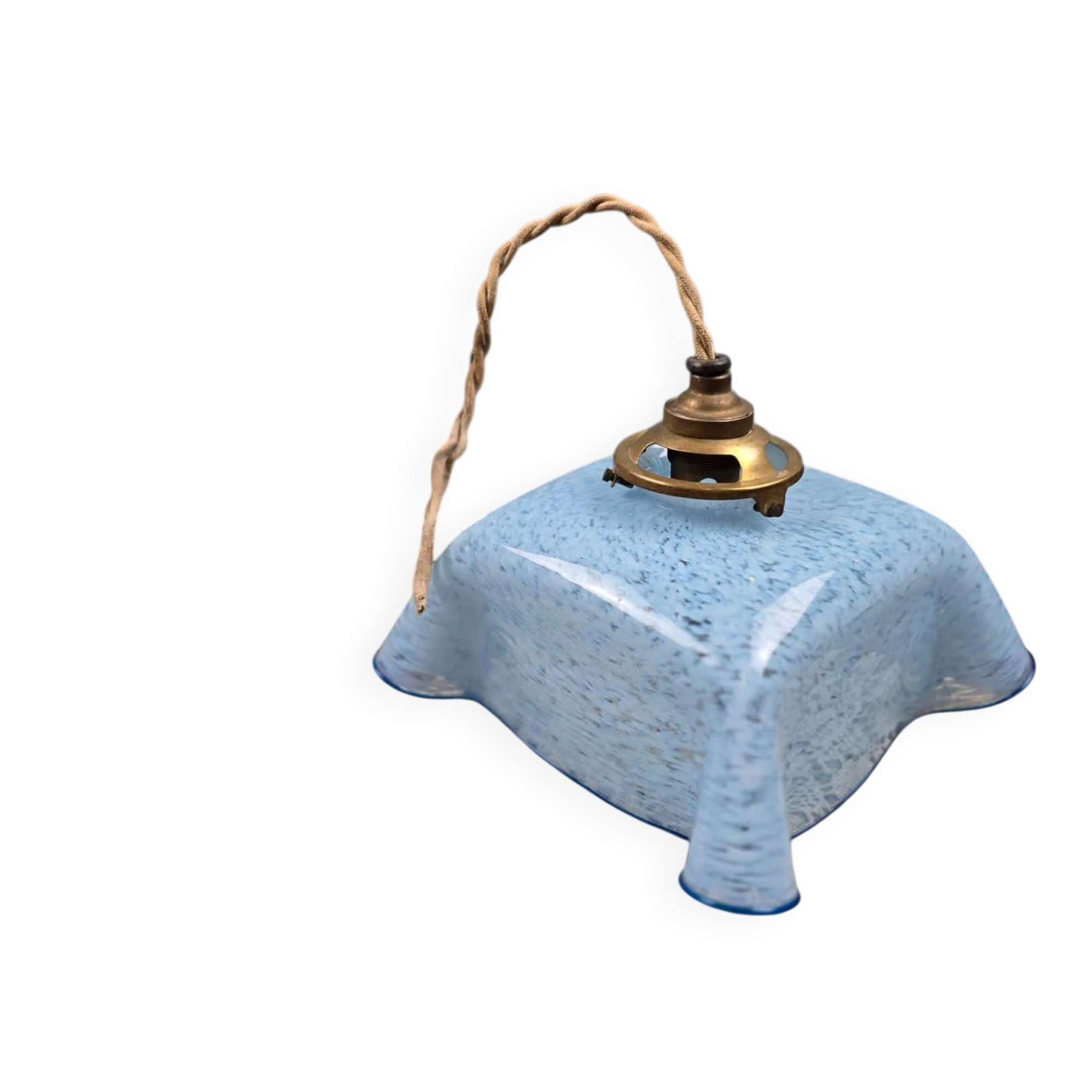 Antique blue speckled glass suspension in the style of Clichy – Draped shape
