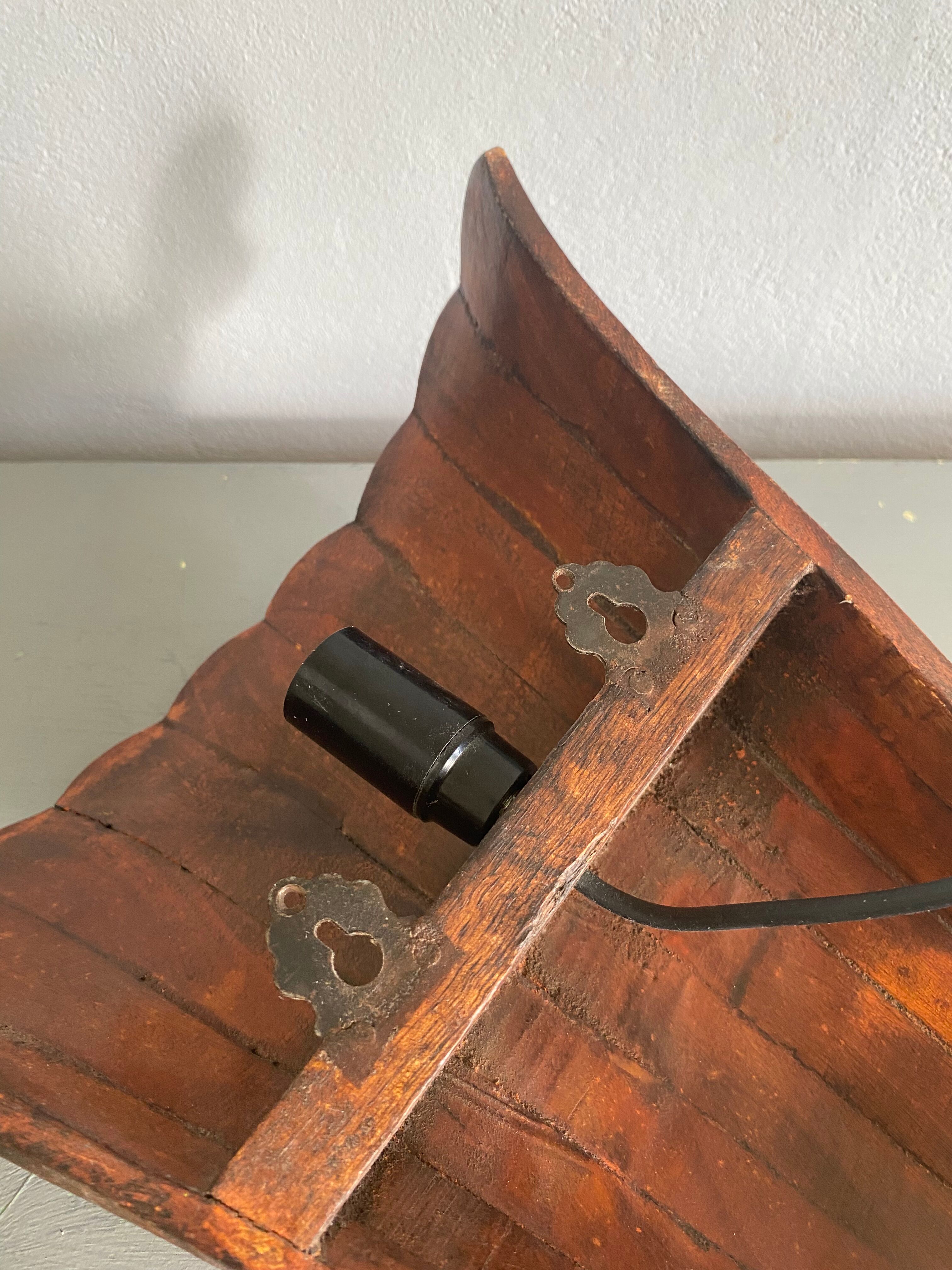 Asian wall lamp electrified wood